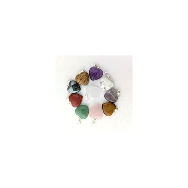 Hjerte vedhng mix farver 15 mm