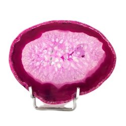 Holder til agatskiver  5x5 cm s�lvfarvet metal