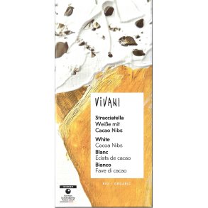 Straccatella hvid chokolade med kakaonibs kologisk - Vivani