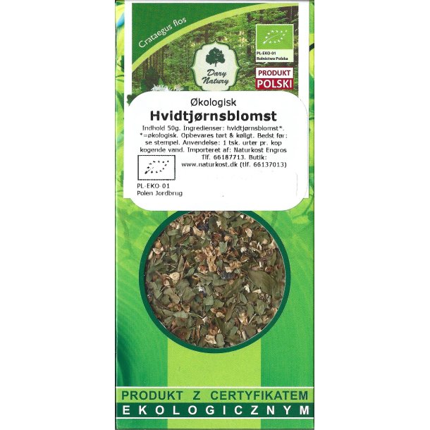 Hvidtjrnsblomst kologisk crataegus flos 50 g