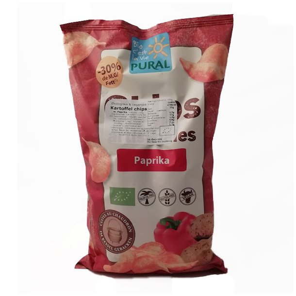 Kartoffelchips bagt med skind, med paprikapulver ko - Pural