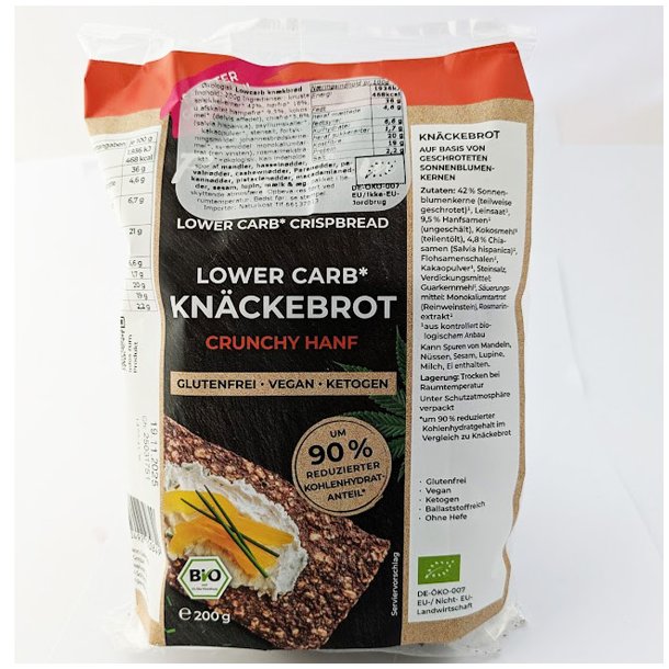 Lowcarb knkbrd Crunchy med hamp kologisk - Panifactum