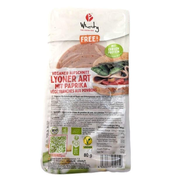 Alternativ til lyoner i skiver ko vegansk - Wheaty