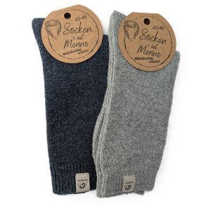 Str�mper Gr� og Bl� med merino uld