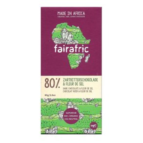 80% M�rk chokolade fra Gahna med Fleur de sel - Fairafrica