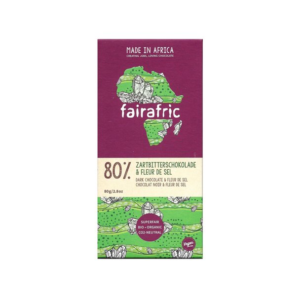 80% M�rk chokolade fra Gahna med Fleur de sel - Fairafrica