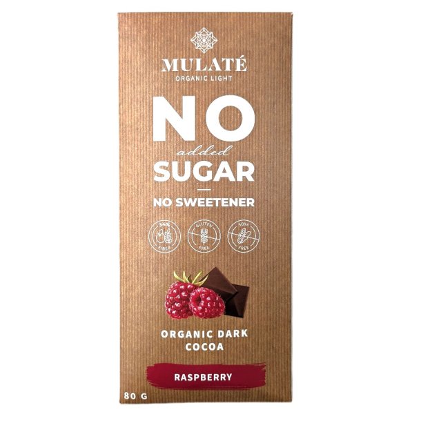 Kakaobar med hindbr - uden tilsat sukker - Mulat