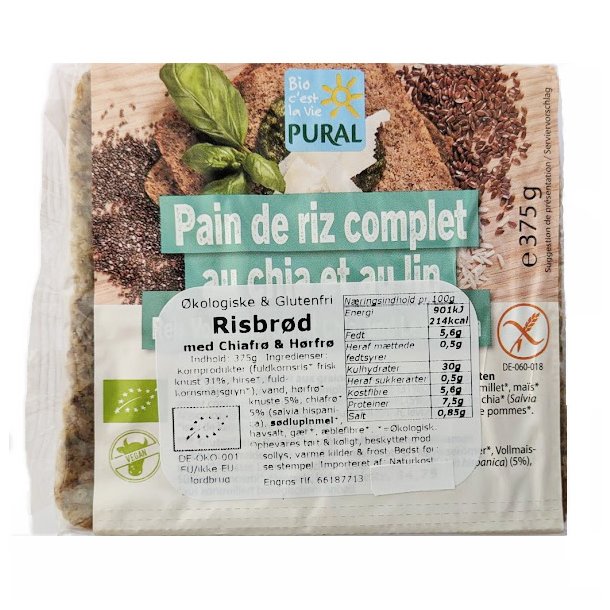 Fuldkorns risbr�d �kologisk med chia og h�rfr� glutenfri