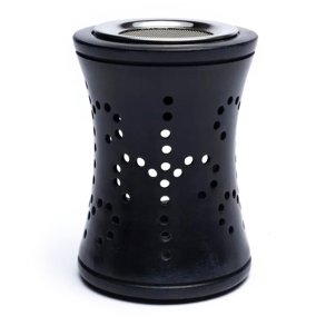 Duft- og rgelseslampe i sort fedtsten-- 10.5 cm