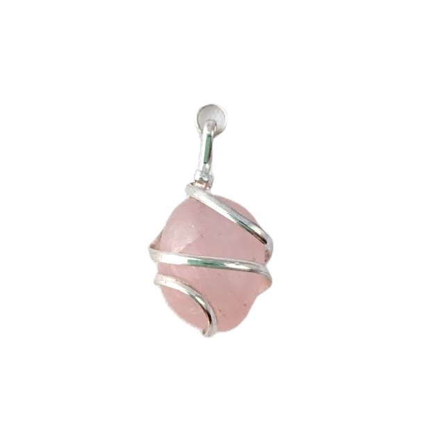 Vedhng med slv spiral rosa quarts