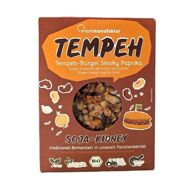 Tempeh burger med rget paprika kologisk vegan