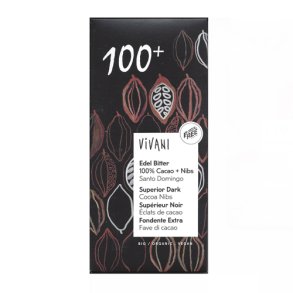 Edel Bitter Schokolade 100% Cacao + Nibs kologisk - Vivani