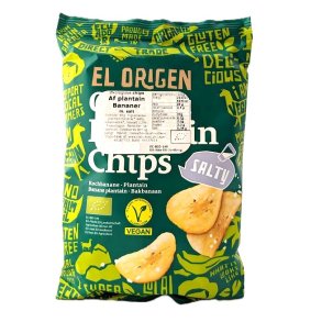 Chips af plantain bananer m/havsalt kologisk - EL Origen