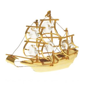 24 carat forgyldt sejlskib med SPECTRA  krystaller