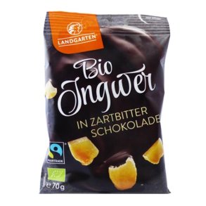 Kandiseret ingefr med mrk chokoladeovertrk kologisk